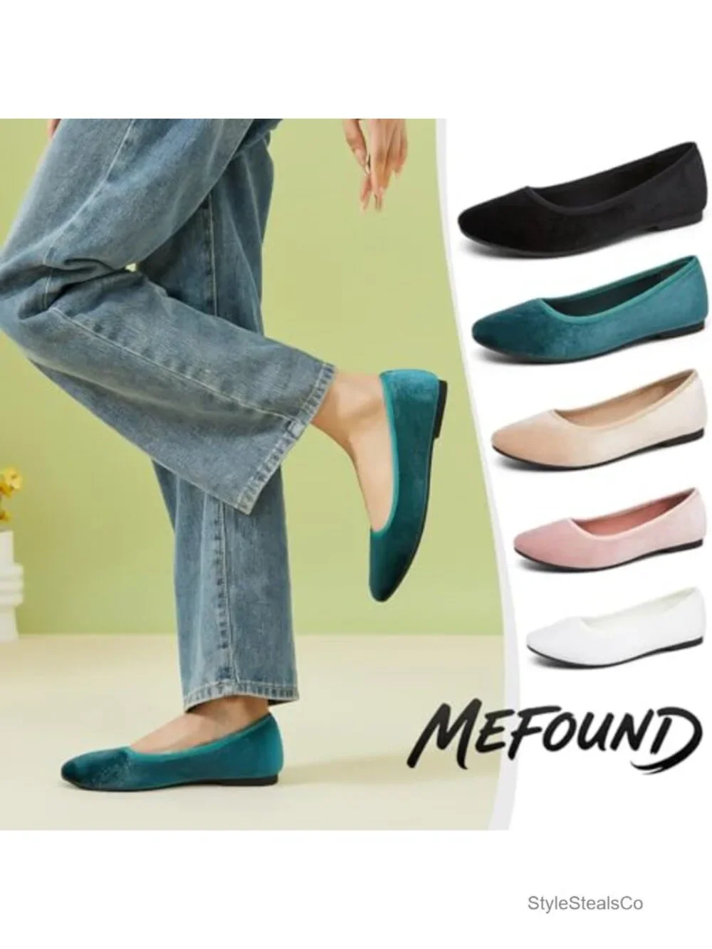 Velvet Ballet Flats Slip On Round Toe Dress Shoes